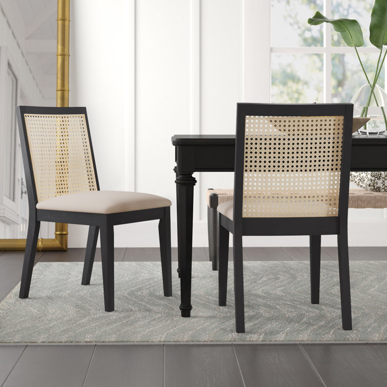 Black cane discount back dining chairs